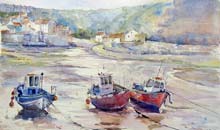 Receding Tide, Staithes watercolour, 33 x 54cm