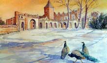 Snow at Holland Park watercolour