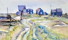 The River Path, Walberswick watercolour, 27 x 37cm