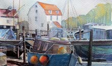 Tide Out, Woodbridge watercolour, 37 x 27cm